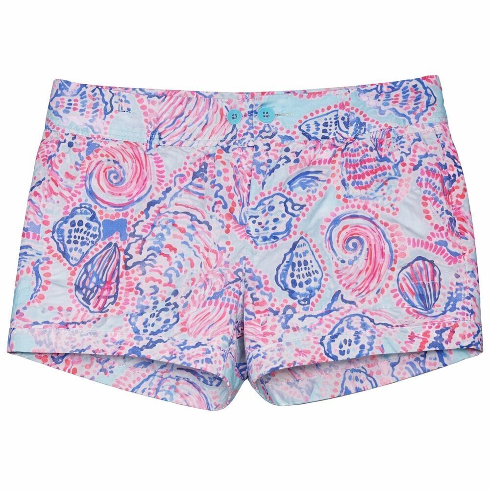 Lilly Pulitzer The Walsh Short Size 4 Seashell Print Vibrant Pink Blue Tropical